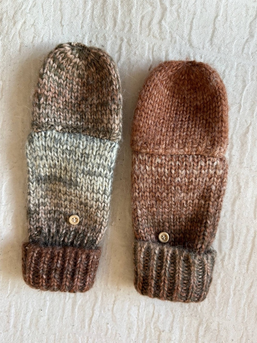 Free People Knit Convertible Mittens in Brown & Gray